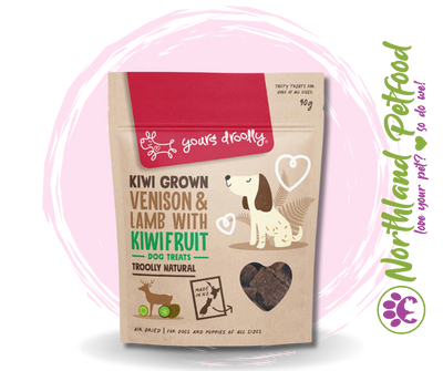Yours Droolly Natural Dog Treats - Kiwi Grown Venison & Lamb with Kiwifruit