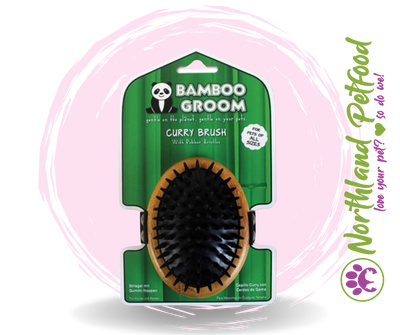 Bamboo Groom Curry Brush w/ Rubber Bristles