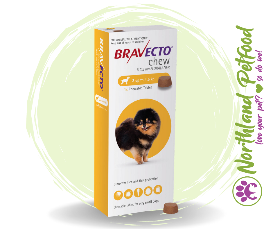 Bravecto Chewable Tablets 112.5mg - XSmall Dog - 2kg - 4.5kg