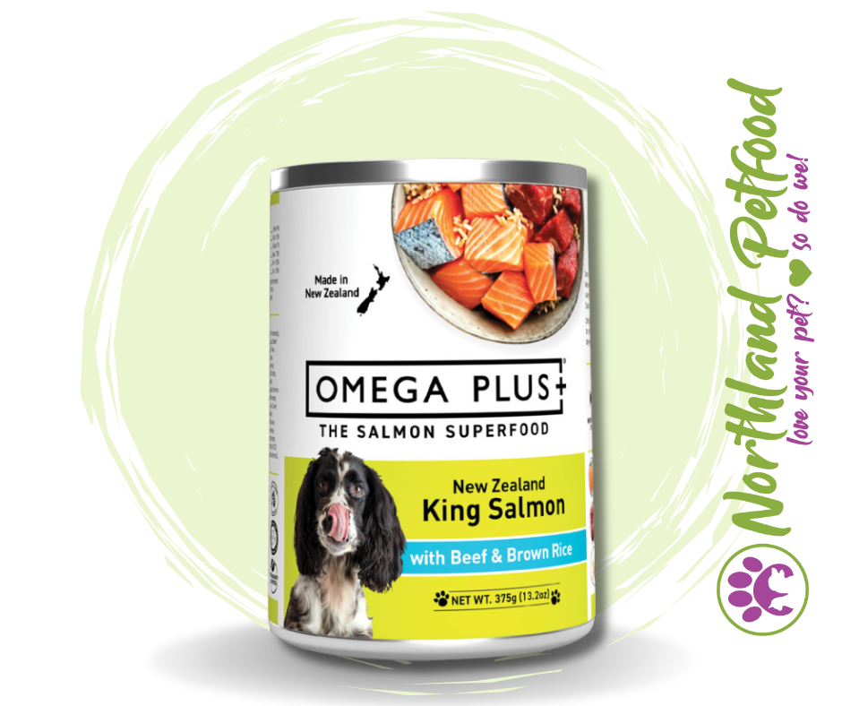 Omega Plus- King Salmon, Beef & Brown Rice 375g / 1 x Can
