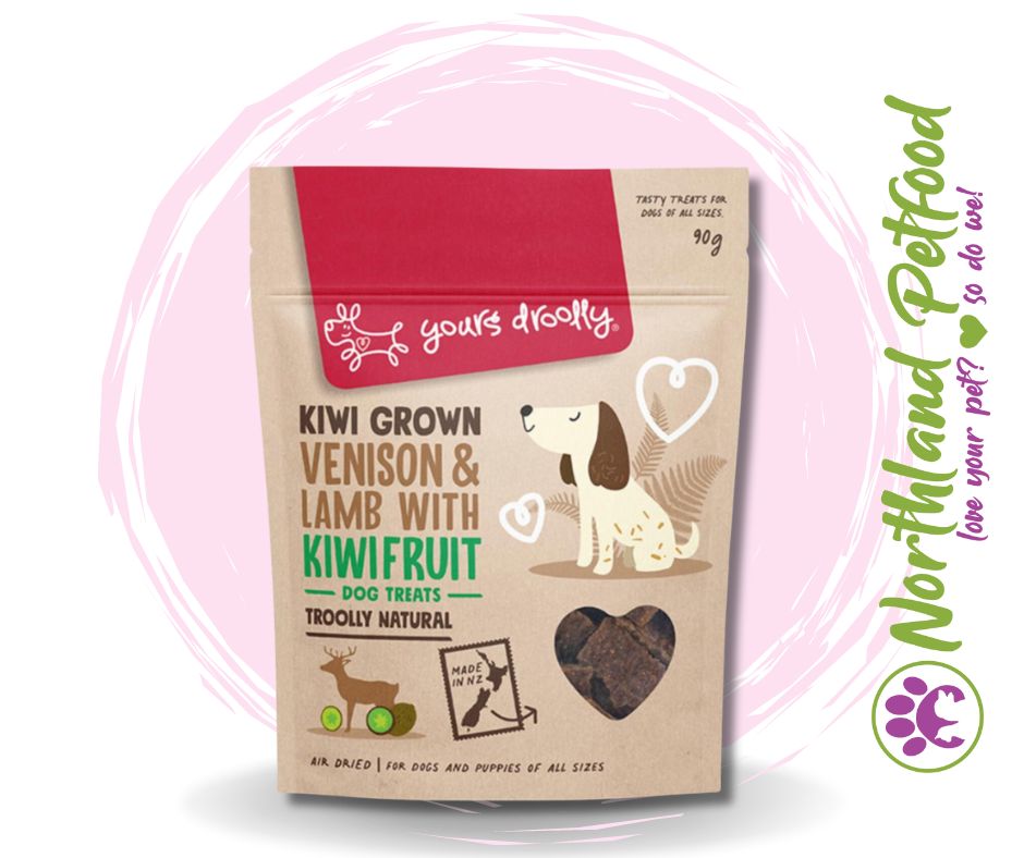 Yours Droolly Natural Dog Treats - Kiwi Grown Venison & Lamb with Kiwifruit