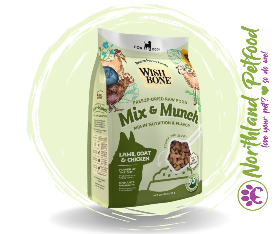 Wishbone Mix & Munch Lamb, Goat & Chicken Freeze-Dried Raw Food Toppers for Dogs 350g