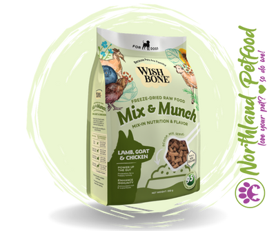 Wishbone Mix & Munch Lamb, Goat & Chicken Freeze-Dried Raw Food Toppers for Dogs 350g